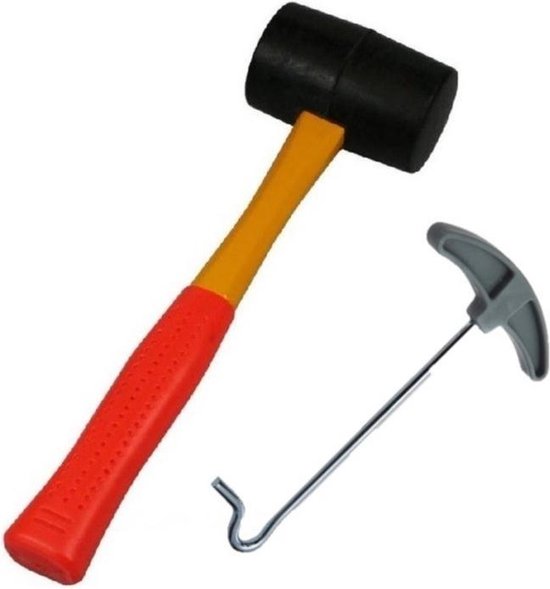 Rubberen hamer fiber steel 450 gram inclusief tent haringen uittrekker - campinghamer / haring hamer - Kamperen en outdoor artikelen van Merkloos — afbeelding 5