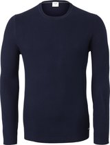 OLYMP Level 5 heren trui katoen - O-hals - navy blauw structuur (Slim Fit) -  Maat XL