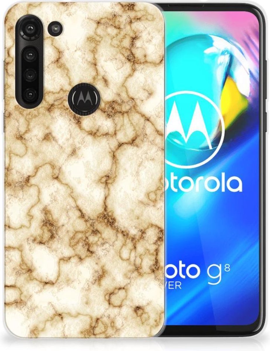 Motorola Moto G8 Power TPU Siliconen Hoesje Marmer Goud