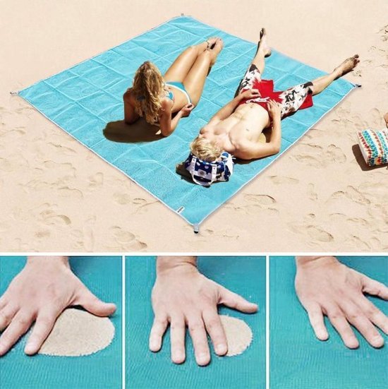 Serviette de plage sans sable - 150 x 200 cm - Blauw- Serviette de plage -  Tapis de... | bol.com