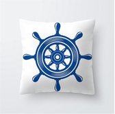 Kussenhoes met Stuurwiel Blauw/Wit (500072)