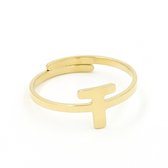 Nana Dames Ring met letter T  - goudkleurig ringen met initiaal - Vrouwen Liefde Cadeau-Vriendschapsring - Relatie Ringen