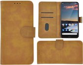 Nokia 5.3 hoes Effen Wallet Bookcase Hoesje Cover Bruin Pearlycase