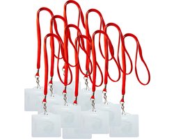 10 x Lanyard rood + badgehouder - Keycord met badge