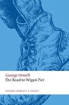 Boekcover van "The Road to Wigan Pier" van George Orwell, met een blauwe tekening van een schoenveter en de titel.