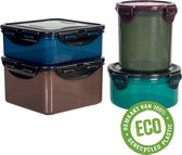 Lock&Lock ECO Vershoudbakjes set met deksel - Bewaardozen voedsel – Set van 4 stuks – Duurzaam – Zero waste – 100% gerecycled plastic
