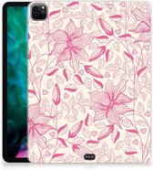 Mobiel Case iPad Pro 12.9 (2020) | iPad Pro 12.9 (2021) Hoes Roze Bloemen met doorzichte zijkanten