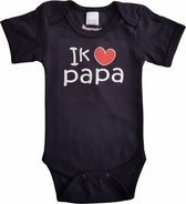 Zwarte romper met "Ik hou van papa" - maat 80 - vaderdag, cadeautje, kraamcadeau, grappig, geschenk, baby, tekst