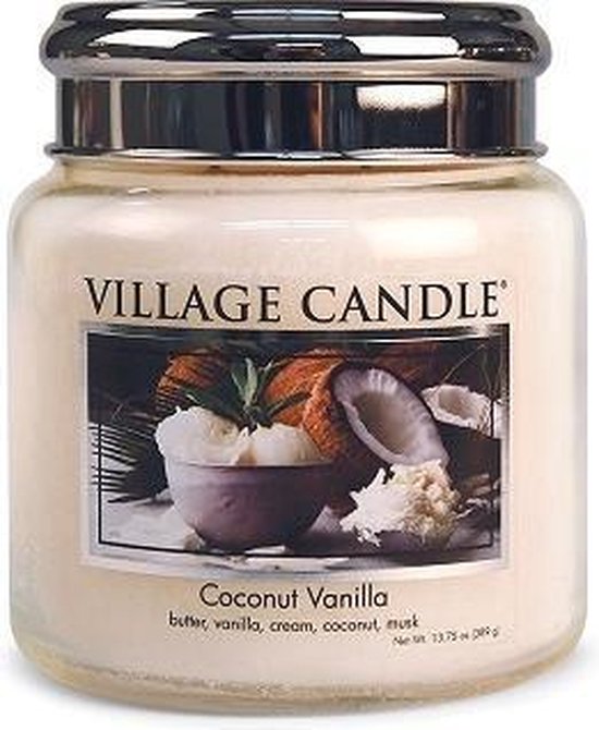 Village Candle Village Geurkaars Coconut Vanilla | boter vanille room kokos musk - medium jar