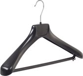 De Kledinghanger Gigant - 100 x Mantel / kostuumhanger kunststof zwart met schouderverbreding en broeklat, 42 cm