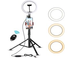 Ringlamp met statief - Ringflitser- Bluetooth afstandsbediening - Tripod - 360° Draaibaar - Allteq