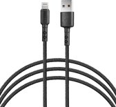 UNIQ Accessory Lightning USB Cable 100cm snellader dataoverdracht Nylon - Zwart