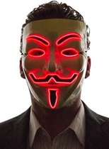Anonymous Masker met LED Licht - V for Vendetta Mask - La Casa de Papel Kostuum - Guy Fawkes - Carnaval - Halloween - Bivakmuts - Rood