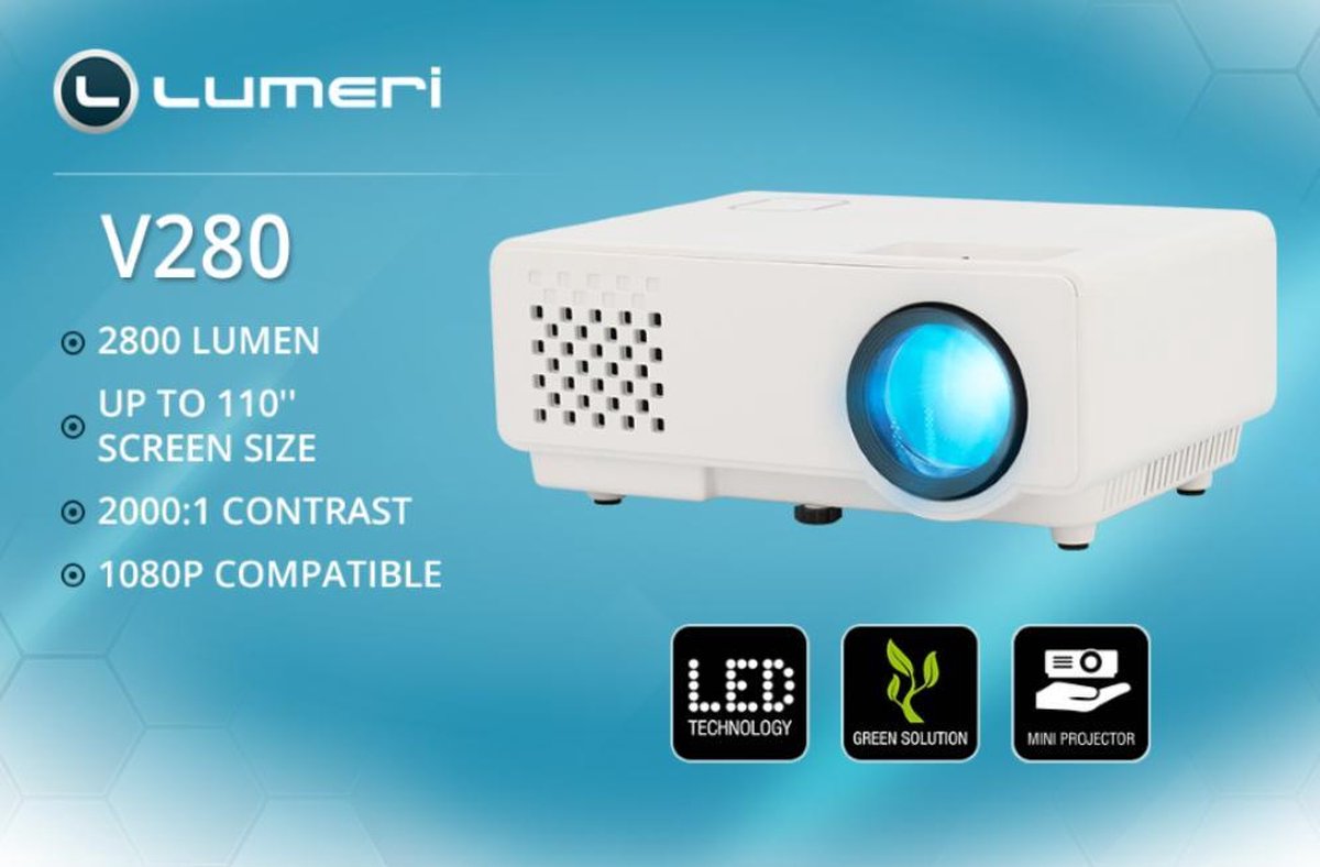 Lumeri mini beamer - mini projector - LED beamer - zwart - Android WiFi  SMART | bol