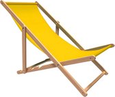 Holtaz - Premium strandstoel - Inklapbaar - Beukenhout - Comfortabele zonnebed - ligbed met 4 verstelbare lighoogtes - Geel