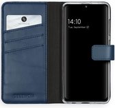 Samsung Galaxy A41 Hoesje met Pasjeshouder - Selencia Echt Lederen Booktype - Blauw