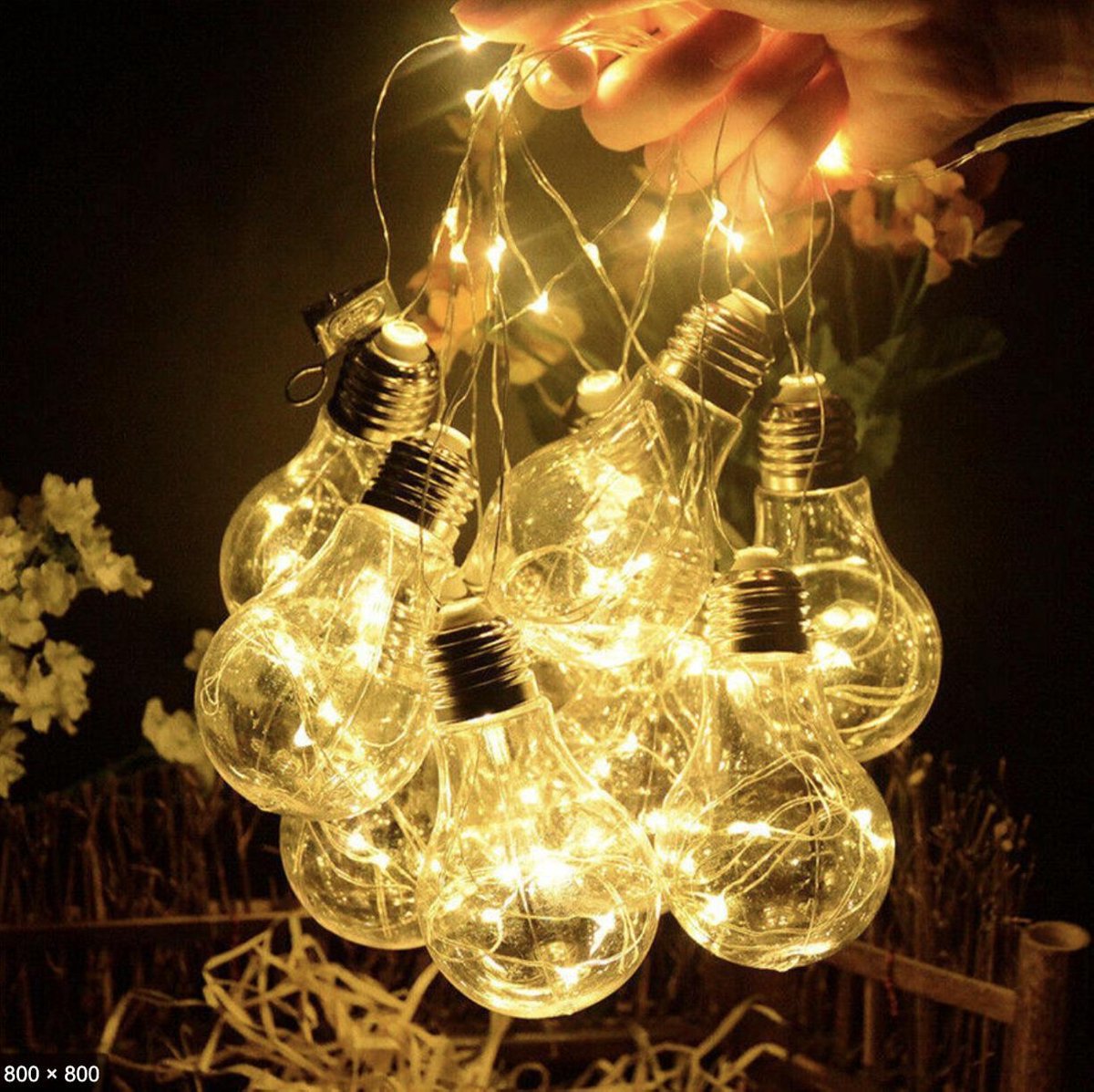 J-Pro Sfeer- en Tuinverlichting op Zonne-Energie - 10 Magic Lampen 100 LED 7m - Lichtsnoer - Slinger