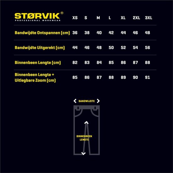 STØRVIK David Werkbroek Heren - Verstevigde Kniestukken - Maat L - Zwart