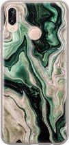 Huawei P20 Lite hoesje siliconen - Groen marmer / Marble | Huawei P20 Lite (2018) case | groen | TPU backcover transparant