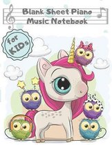 Blank Sheet Piano Music Notebook Kids: Unicorn Wide Staff Manuscript Paper Songwriting Composition Journal 8.5''x11''inch, 110 pages