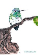 Notebook: Watercolor Hummingbird, 7x10, Composition College Ruled, Pretty Notebooks School.