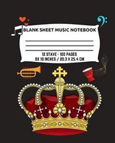 Blank Sheet Music Notebook 12 Stave - 100 Pages 8X 10 Inches / 20.3 x 25.4 CM