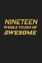 Nineteen Whole Years Of Awesome: Happy 19th Birthday 19 Years Old Cute Gift For Boys & Girls