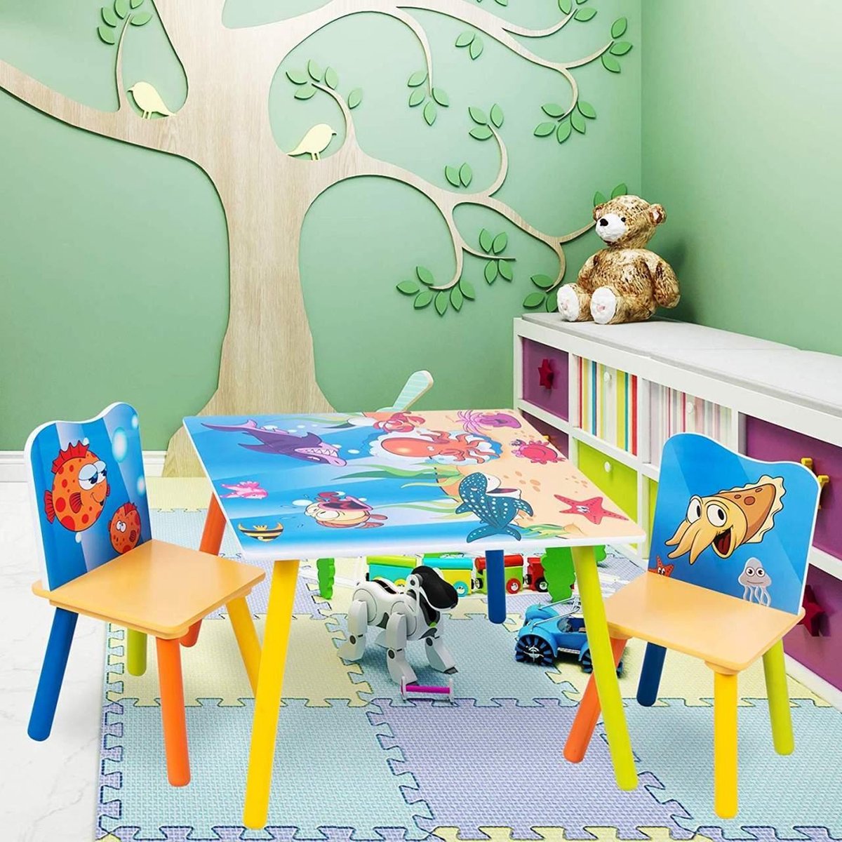 TEGA BABY Table + chaise enfant dessin et jeu construction Multicolore TEGA  BABY