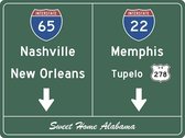 Signs-USA Verkeersbord - Amerika - Nashville-Memphis - Wandbord - 60 x 45 cm