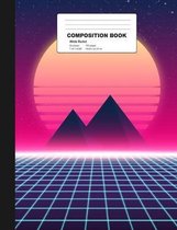 Composition Book: 80's 90's Retro Style 7.44'' x 9.69'' With Margins, 100 Wide Ruled Pages
