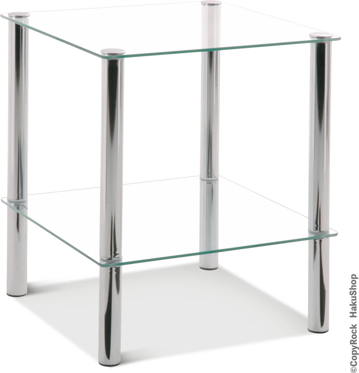 analyseren Aangenaam kennis te maken Oplossen HakuShop Bijzettafel gehard veiligheid glas | 39x39 |Verchroomd staal |  glazen bijzet tafel 47 cm hoog - Winkelen.nl