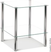 Table d'appoint en verre de sécurité trempé | 39 x 39 |Acier chromé | table d'appoint en verre hauteur 47 cm