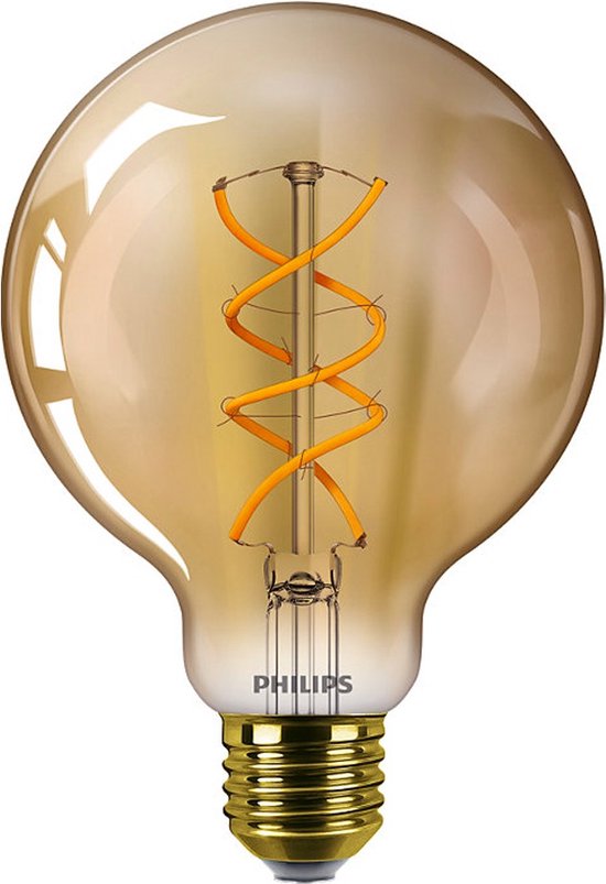 Philips CLA LED Globelamp E27 Fitting - 5W - G93 - 95x142 mm - Extra Warm Wit - Goud