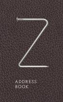 Z Address Book: Nails And Faux Leather Motif Monogram Letter ''Z'' Password And Address Keeper