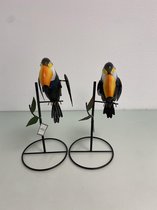 Blauw metalen siervogel (set van 2)