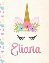 Eliana: Personalized Unicorn Primary Handwriting Notebook For Girls With Pink Name - Dotted Midline Handwriting Practice Paper