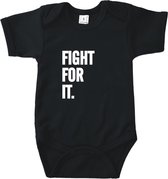 Rompertjes baby met tekst - Fight for it - Zwart - Maat 74/80 - Kraamcadeau - Babygeschenk - Romper - Babyshower - Valentijn - Moederdag - Vaderdag