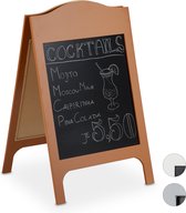 Relaxdays krijtbord staand - klantenstopper - reclamebord - stoepbord - krijt bord - Bruin, Groot