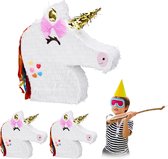 relaxdays 3 x pinata unicorn - Unicorn pinata of paper - sans remplissage - jeu de société