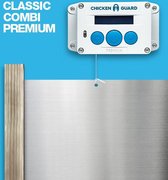 Chickenguard Premium - Automatische hokopener op batterijen - met ingebouwde timer en lichtsensor + aluminium luik met eiken rails