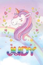 Judy: Judy Unicorn Notebook Rainbow Journal 6x9 Personalized Customized Gift For Someones Surname Or First Name is Judy