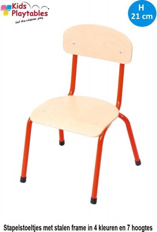 Ik geloof kijken Aanzienlijk Kinderstoel rood - zithoogte 21 cm - metalen poten - Houten kinderstoeltje  -... | bol.com