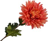 Silk-ka Kunstbloem-Zijden Bloem-Chrysant Steel Zijde Oranje 62 cm Voordeelaanbod per 2 stuks