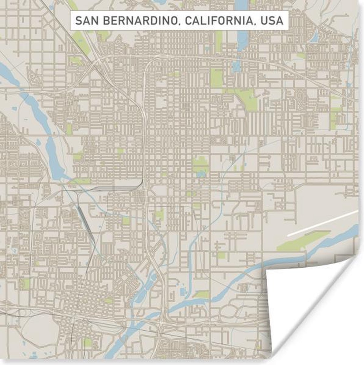 Une illustration d'une carte de la ville américaine de San Bernardino ...