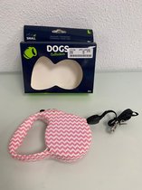 Dogs collection: hondenriem met geometrisch patroon - 1 stuk (small/roze)