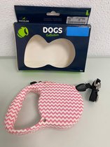 Dogs collection: hondenriem met geometrisch patroon - 1 stuk (medium/roze)