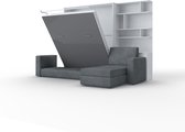 INVENTO SOFA MAX Verticaal Vouwbed Inclusief Hoekbank - Opklapbed - Bedkast - Wit/ Hoogglans Grijs - 200x160