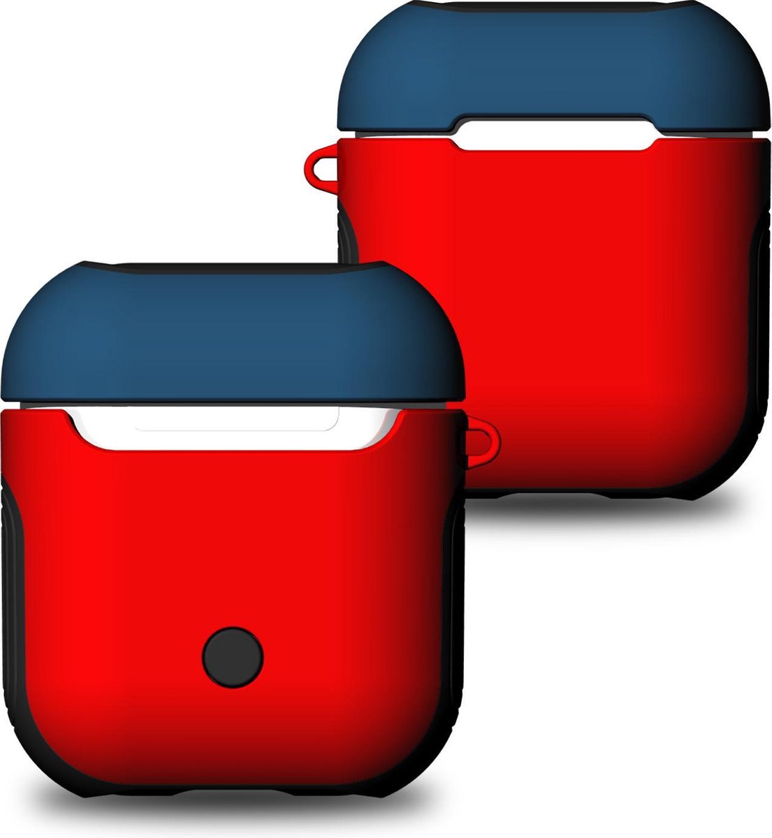Apple AirPods (1e en 2e gen) TPU Hoesje (rood en blauw) - 360° Volledige bescherming - Antivingerdruk - Trekt Geen Stof - Schokbestendig