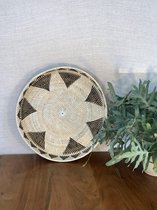 Balivie - Wandbord - Muurdecoratie - Ø45H7cm - Decoratie - Rattan - Gevlochten - Opstaande rand 7 cm - Cirkel en driehoek motief - Uit Bali