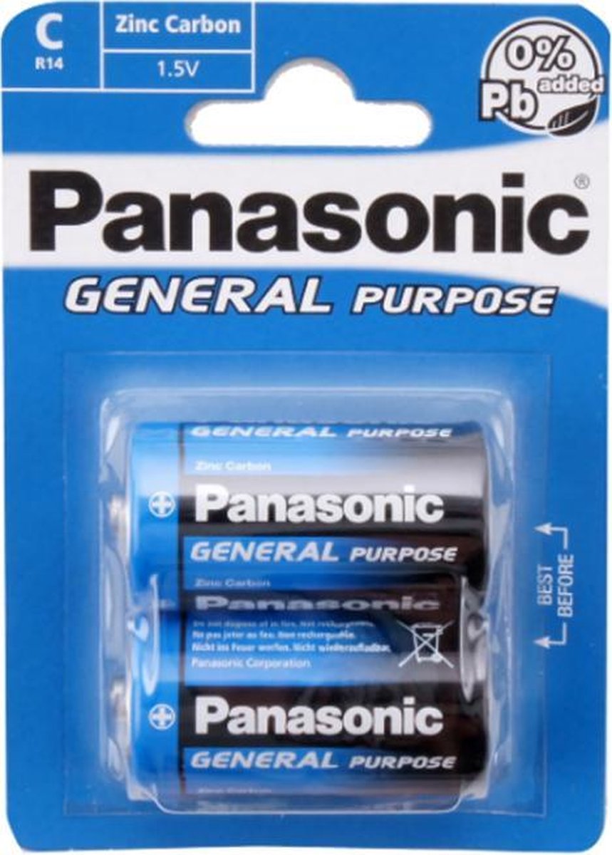 Panasonic | C2 batterijen | 2 Stuks in verpakking | R14 1.5V